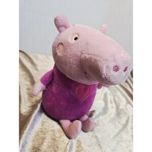 Peppa Pig Plush Piggy Bank Pink Stuffed Animal 8" Tall Coin Save Money Toy
